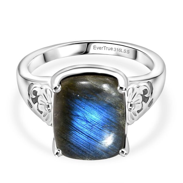 4er Set- AAA Labradorit Ohrringe, Anhänger mit Kette (ca. 50 cm) und Ring (Größe 20.00), Schmuckset, Reiner Edelstahl ca. 15.00 ct image number 4