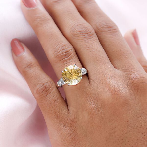 Hanabi Schliff - Citrin und Zirkon-Ring - 6,86 ct. image number 3