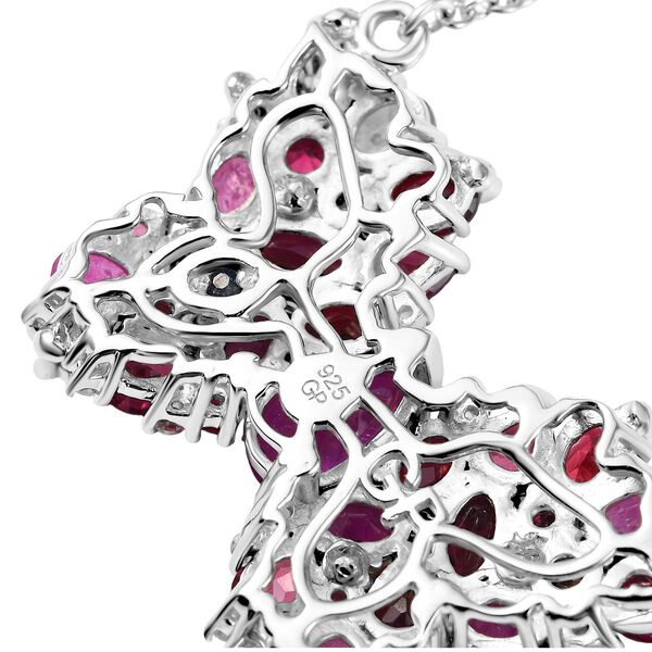 GP Trionfo Kollektion - Ilakaka Rosa Saphir (Fissure gefüllt), Lotus Granat Halskette ca. 45 cm 925 Silber rhodiniert ca. 7.36 ct image number 7