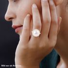 Weiße Edison Perle (13-14 mm), Moissanit Ring, 925 Silber Gelbgold Vermeil, (Größe 17.00), ca. 0.96 ct image number 2