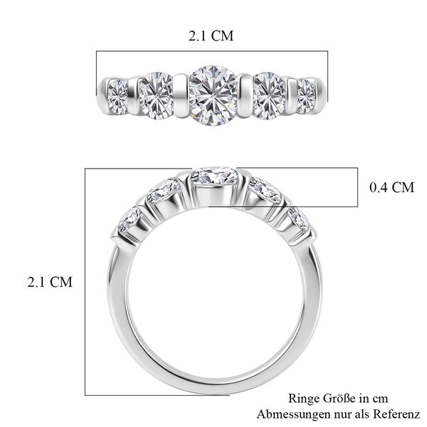 LUSTRO STELLA Hergestellt mit ZIRKONIA Ring 925 Silber Platin-&Uuml;berzug (Gr&ouml;&szlig;e 16.00) ca. 2,16 ct image number 7