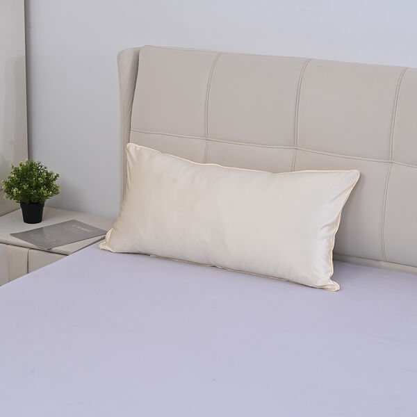 SERENITY NIGHT High-Tech Cooling-Kissenbezug mit edler Perlmutt Kn&ouml;pfe und Paspel, 40x80 cm, Beige
