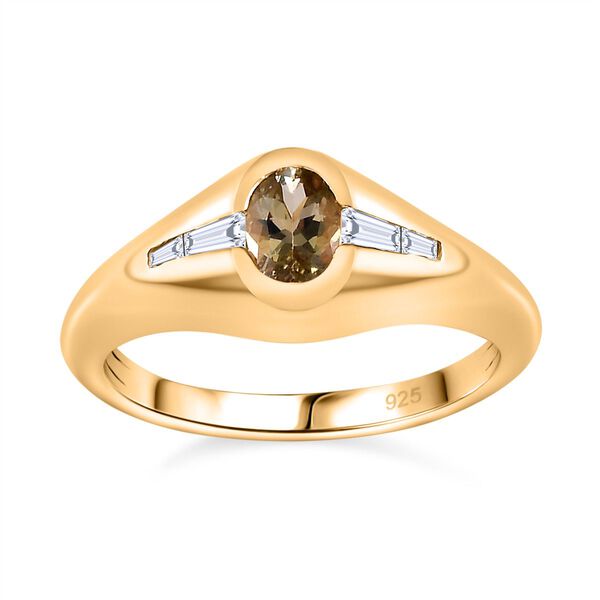 AA nat&uuml;rlicher goldener Tansanit und Zirkon-Ring - 0,74 ct. image number 4