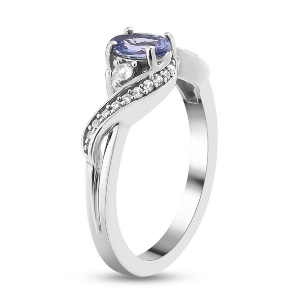 Tansanit und weißer Zirkon-Ring, 925 Silber platiniert  ca. 0,67 ct image number 5