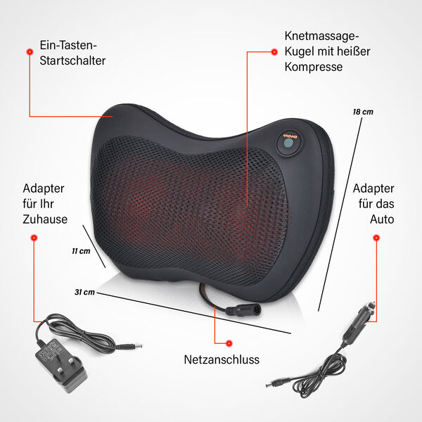 Shiatsu Massagekissen mit W&auml;rmfunktion, Schwarz image number 3
