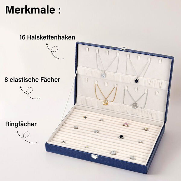 XL Premium Schmuckbox, 40x28x6 cm, blau image number 2
