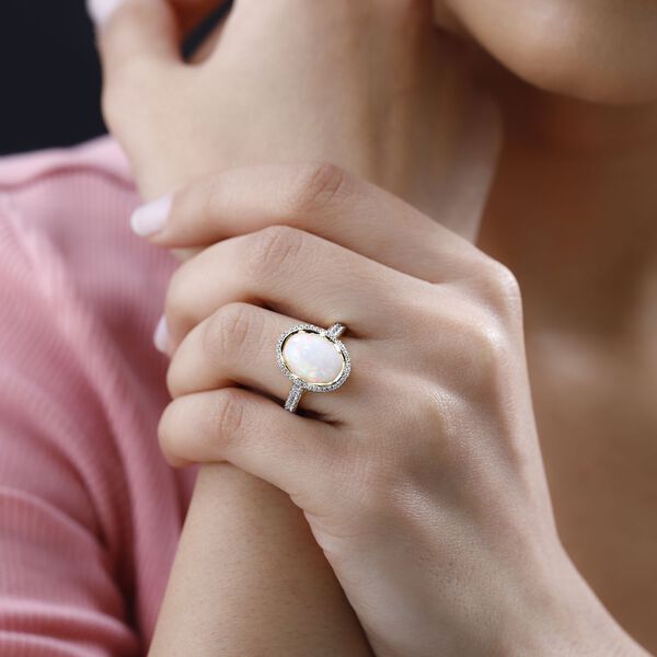 AAA nat&uuml;rlicher, &auml;thiopischer Welo Opal und Zirkon-Ring - 4,33 ct. image number 4