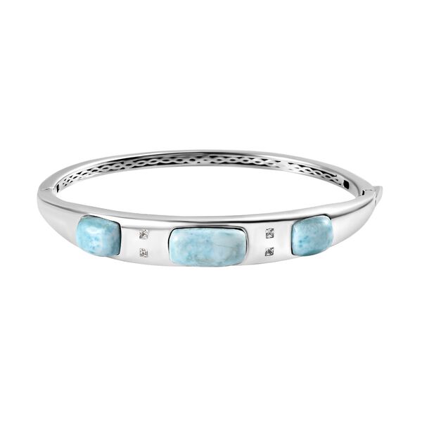 Larimar und Zirkon Armreif, 19 cm - 14,63 ct.