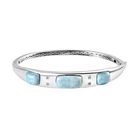 Larimar Armreif, ca. 19 cm, 925 Silber platiniert, ca. 14.63 ct