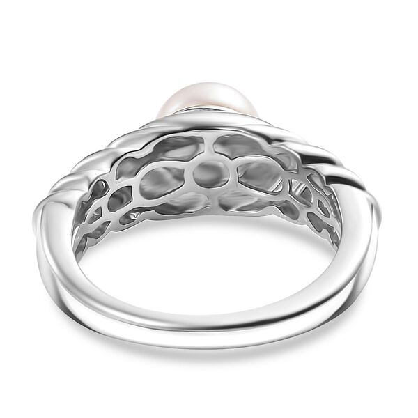 Süßwasser Perle Ring Messing (Größe 18.00), silberfarben image number 5