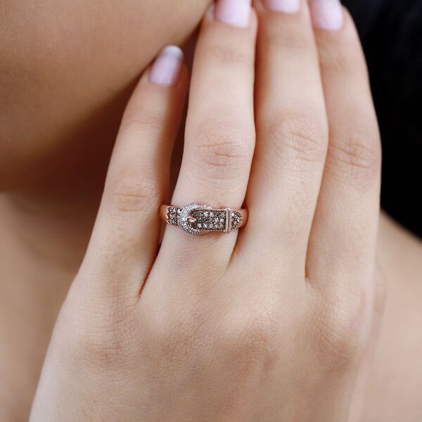 Nat&uuml;rlicher Champagner und wei&szlig;er Diamant-Ring - 0,25 ct. image number 2