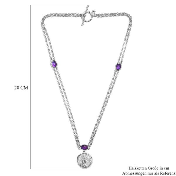 GP Coin Kollektion - Afrikanische Amethyst und Kanchanburi blaue Saphir-Halskette, 45 cm - 3,15 ct. image number 6