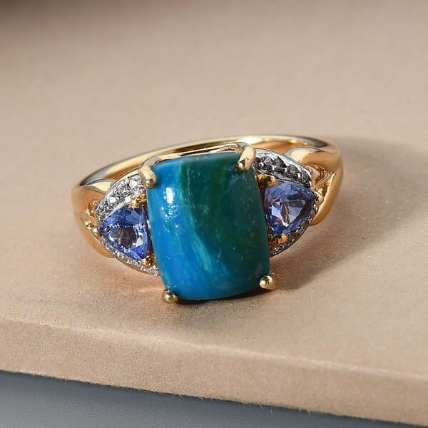 Opalina und Tansanit Ring 925 Silber vergoldet  ca. 3,22 ct image number 2