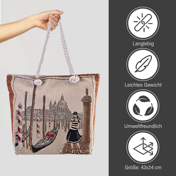 Jacquard gewebte Jute-Tasche, Suzani rot image number 6