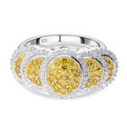 Weißer Diamant P3, Gelber Diamant Ringe 925 Silber platiniert, (Größe 21.00) ca. 1,00 ct