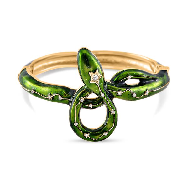 Gr&uuml;n emaillierter wei&szlig;er Kristall-Armreif, 18cm