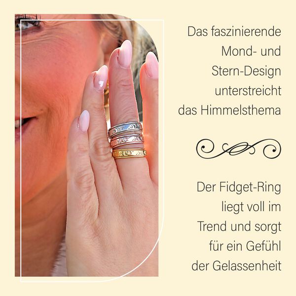 Nachthimmel Spinning Ring Geschenkset in vergoldetem Silber image number 4