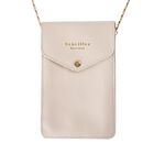 Sencillez - Handy Crossbody Tasche aus 100% echtem Leder mit Sichtfenster, 12x1x18cm, Off-White