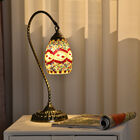Handgefertigte orientalische Mosaik Glas Tischlampe - Lampenschirm Form, Größe 15x15x50 cm, Orange-Rot image number 1