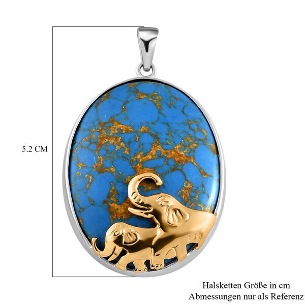 Zweifarbiger, blauer Mojave T&uuml;rkis Solit&auml;r Anh&auml;nger in Silber, 59,70 ct. image number 7