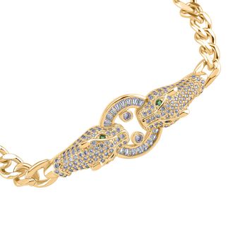 Wei&szlig;es Zirkonia und gr&uuml;nes Nanokristall 18,5cm Armband in Goldton