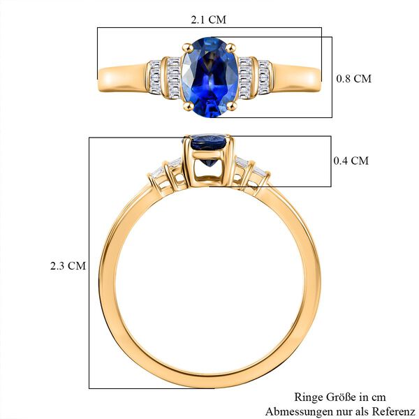 AAA ceylonfarbener Saphir und Diamant Ring in 585 Gold - 1 ct. image number 7