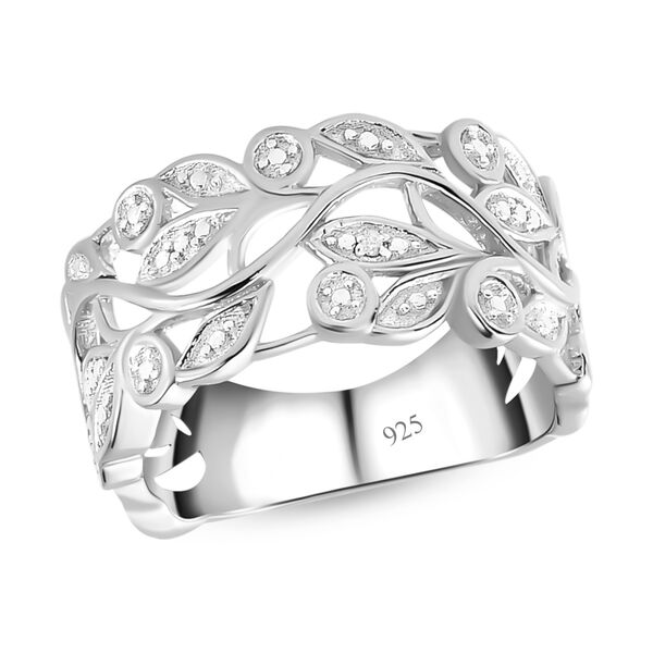 ALLORO platinierter Silberring mit Diamantakzenten image number 4