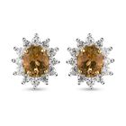 Nat&uuml;rliche, goldene Tansanit und wei&szlig;e Zirkon-Ohrstecker, 925 Silber Gelbgold Vermeil ca. 1.23 ct