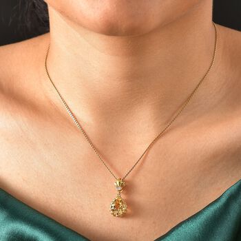 Citrin und wei&szlig;er Zirkon Anh&auml;nger - 2,94 ct.