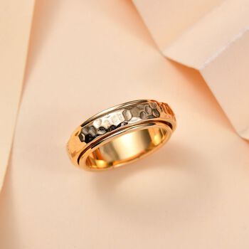 Strukturierter Spinning-Band-Ring, 925 Silber 750 Gelbgold Vermeil