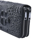 Clutch aus 100% echtem Leder mit Kroko-Prägung, Größe 20x5x12 cm, Schwarz image number 5