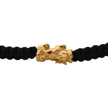 Flexibles Fadenarmband mit Pixiu-Anh&auml;nger in 999 Gold, 19cm
