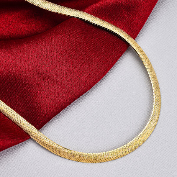 Chunky Choker flache Fischgr&auml;tenkette in vergoldetem Silber image number 1