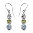 Royal Bali Kollektion -  Himmelblauer Topas, Peridot Ohrringe 925 Silber ca. 3,81 ct