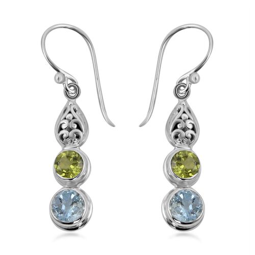 Royal Bali Kollektion - himmelblaue Topas und Peridot-Ohrhänger - 3,81 ct. image number 0