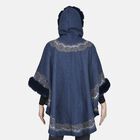 TAMSY - Designer Kunstfell Ruana, warm und weich, 75x115 cm, Blau image number 1