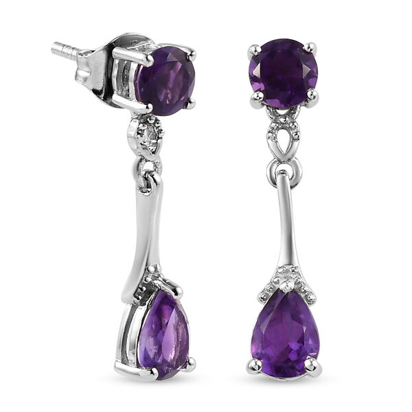 Afrikanisch Amethyst Ohrhänger 925 Silber platiniert ca. 2,11 ct  image number 4