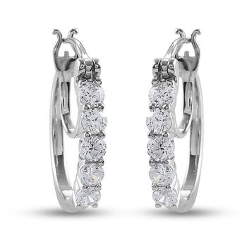 LUSTRO STELLA Hergestellt mit Feinster ZIRKONIA Creolen 925 Silber platiniert