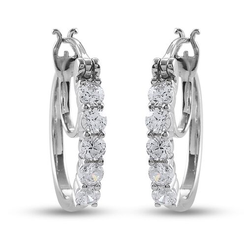 LUSTRO STELLA Hergestellt mit ZIRKONIA Creolen 925 Silber Platin-Überzug image number 0