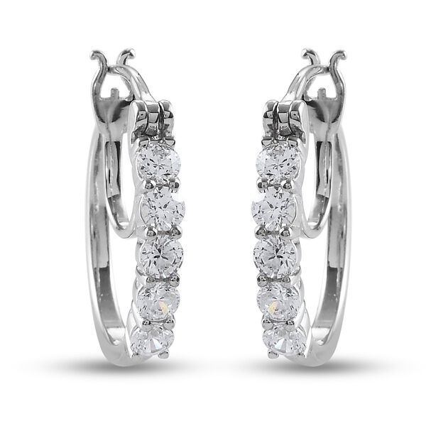 LUSTRO STELLA Hergestellt mit ZIRKONIA Creolen 925 Silber Platin-Überzug image number 0