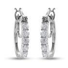 LUSTRO STELLA Hergestellt mit Feinster ZIRKONIA Creolen 925 Silber platiniert