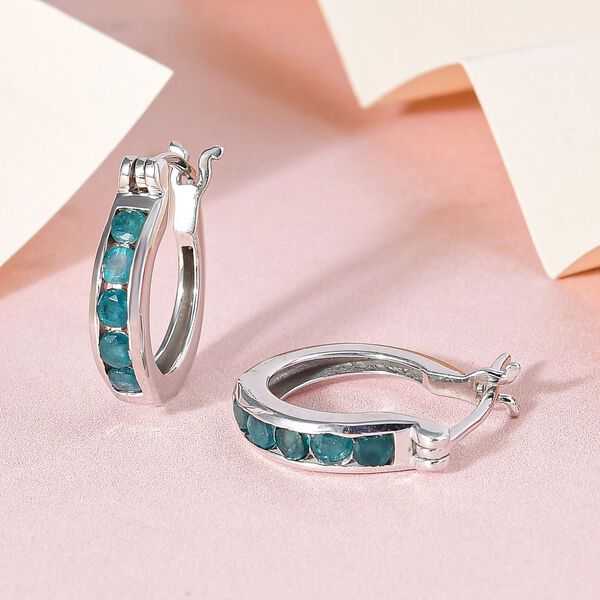 Infinity AAA blaugr&uuml;ne Grandidierit-Creolen image number 2