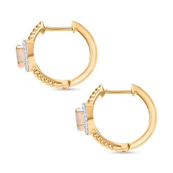 D'Joy AA Nat&uuml;rlicher, &auml;thiopischer Welo Opal, Wei&szlig;er Zirkon Ohrringe 925 Silber vergoldet ca. 0.80 ct image number 4