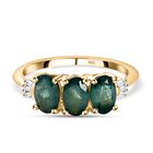 Blaugrüner Grandidierit und weißer Diamant-Ring, 925 Silber Gelbgold Vermeil (Größe 16.00) ca. 1,37 ct