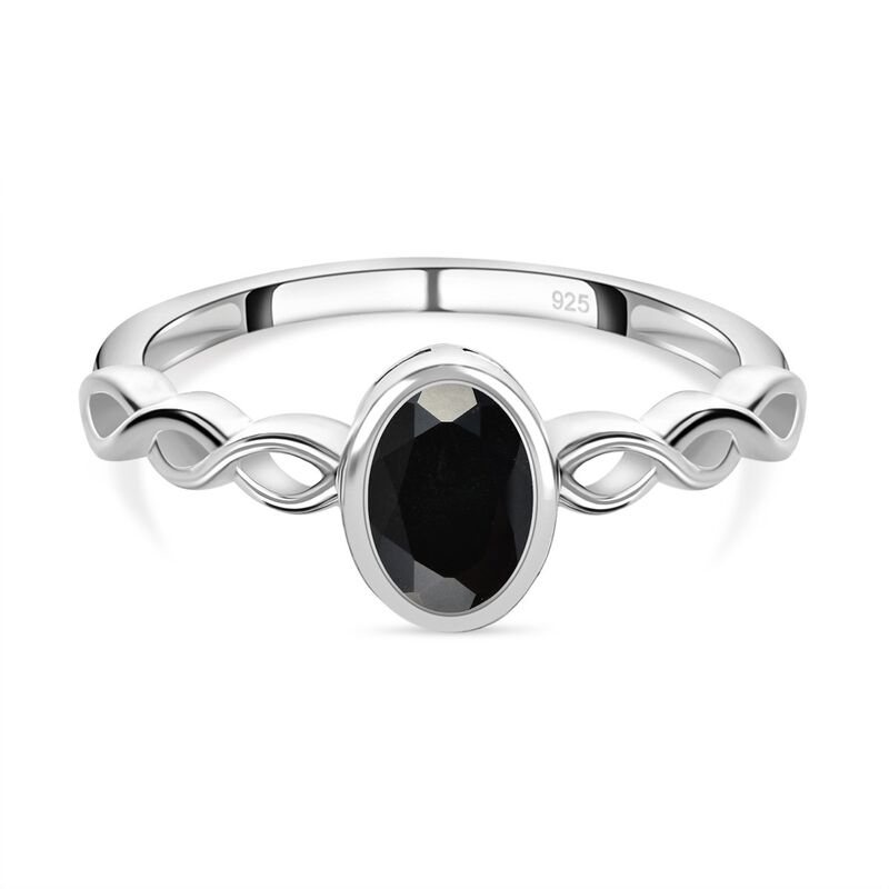 Schwarzer Spinell Ring 925 Silber (Größe 20.00) ca. 0,98 ct image number 0