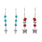 Blauer Howlit, Rote Koralle Schmuckset Reiner Edelstahl Schwarz oxidiert und Legierung Schwarz oxidiert ca. 75.00 ct