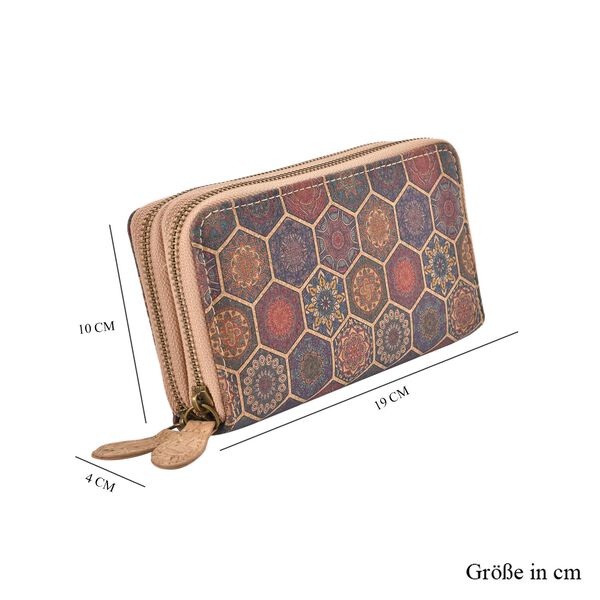 Brieftasche aus Naturkork mit doppelten F&auml;chern und RFID Schutz, 19x10x4 cm, Waben image number 7