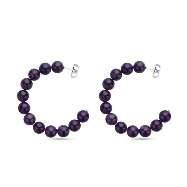 Afrikanische Amethyst Creolen, Edelstahl, ca. 95.00 ct image number 4