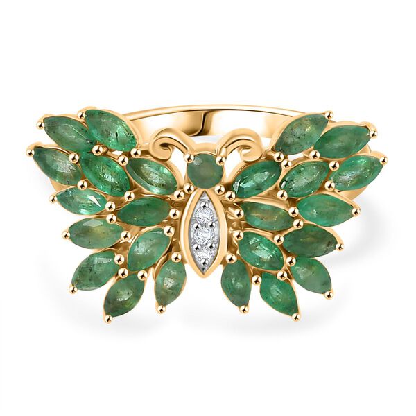 Kagem sambischer Smaragd und Zirkon Ring - 1,94 ct.