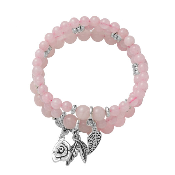 3er Set Rosenquarz Flexibles Armband ca.19 cm in silberfarben ca. 180,50 ct image number 0